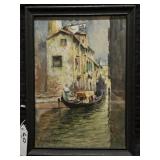 Original Antique "E. Manzo" Painting - Venice
