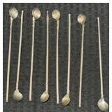 8 Mexican Sterling Straw Spoons marked Taxco APB