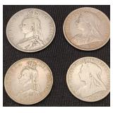4 Great Britain Victoria Silver Coins