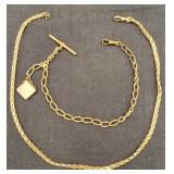 2 Antique Gold Filled Pocket Watch Chains / Fobs