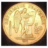 France 20 Francs Gold 1877-A The Third Republic
