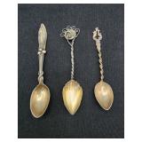 3 Antique Sterling Demitasse Spoons Various Makers