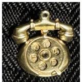 Vintage 14K Yellow Gold Charm - Rotary Telephone