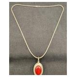 Vintage Sterling Necklace with an Amber Pendant