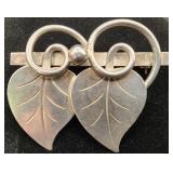 Vintage Georg Jensen Sterling Double Leaf Brooch