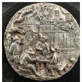 Heavy Cast Silver Pendant / Brooch - Dutch Scene