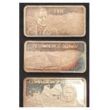 3 Vintage .999 pure silver Ingots 1 oz. each