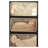 3 Vintage .999 pure silver Ingots - 1 oz. each