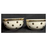 2 Vintage 'Hall's' Gold Dot Nesting Mixing Bowls
