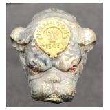 Antique Hamilton College Sterling Bull Dog Hat Pin