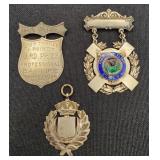 2 Antique Sterling Bagpipe Medals & 1 Pendant