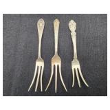 3 Antique Sterling Lemon Forks - Various Makers