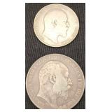 2 Great Britain Edward VII Silver Coins
