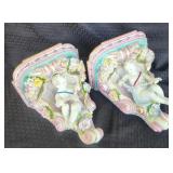 Pair of Fine Porcelain Figural Hanging Shelves