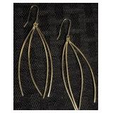 14K Yellow Gold Linear Curved Dangle Earrings