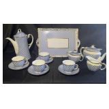 Lomonosov Cobalt Net Porcelain Russian Tea Set