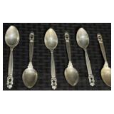 6 Fine Georg Jensen Sterling Acorn Pattern Spoons