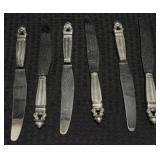 6 Fine Georg Jensen Sterling Acorn Pattern Knives