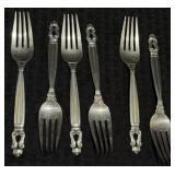 6 Fine "Georg Jensen" Sterling Acorn Pattern Forks