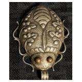 Vintage Tibetan Repoussï¿½ Silver Beetle Amulet