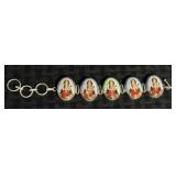 Vintage Indian Sterling & Ceramic Ganesh Bracelet