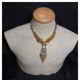Vintage Citrine Cluster & Silver Necklace