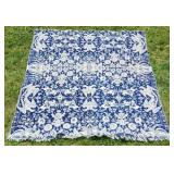 1841 Eagle & Stars Jacquard Blue & White Coverlet
