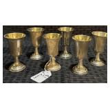 6 Sterling Sherry Goblets w/ Gold Washed Interiors