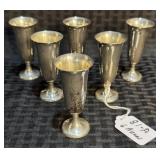 6 Vintage Sterling Liquor Goblets