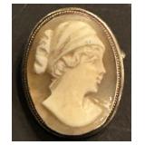 Vintage Hand Carved Shell Portrait Cameo