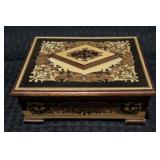 Vintage Marquetry Inlaid Music / Jewelry Box