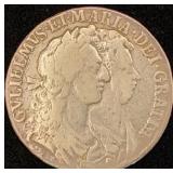 Great Britain William & Mary Silver 1/2 Crown 1689