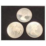 3 Great Britain Elizabeth II Silver Crowns-1977, .