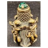 Vintage Silver & Glass Scent Bottle with Cupids