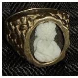 Antique 14K & Hardstone Cameo Ring
