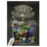 Apothecary Jar of Antique & Vintage Marbles
