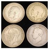 4 Great Britain Silver Shillings