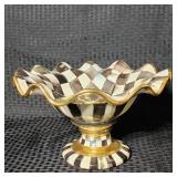 Vintage MacKenzie-Childs Courtly Check Compote