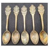 5 Vintage Rolex Watches Silver Souvenir Spoons