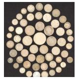 56 Foreign Silver Coins - Various Denominations