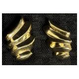 Vintage 14K Gold "Wing" Earrings - Givenchy Style