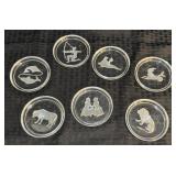 7 Vintage Val St. Lambert Crystal Zodiac Coasters