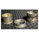 3 Antique & Vintage Sterling Napkin Rings