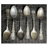 6 F Whiting Sterling Neapolitan-Kings Court Spoons