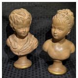2 Vint Painted Plaster Busts of Children -Borghese