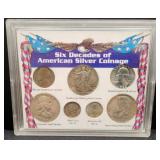 6 Decades American Silver Coinage  Plastic Holders