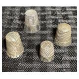 4 Antique Decorated Sterling Silver Thimbles
