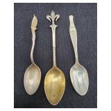 3 Souvenir Spoons - St Augustine, Denver & Chicago