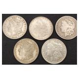5 Morgan Silver Dollars