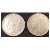 Two Morgan Silver Dollars -  BU - 1881 S & 1921